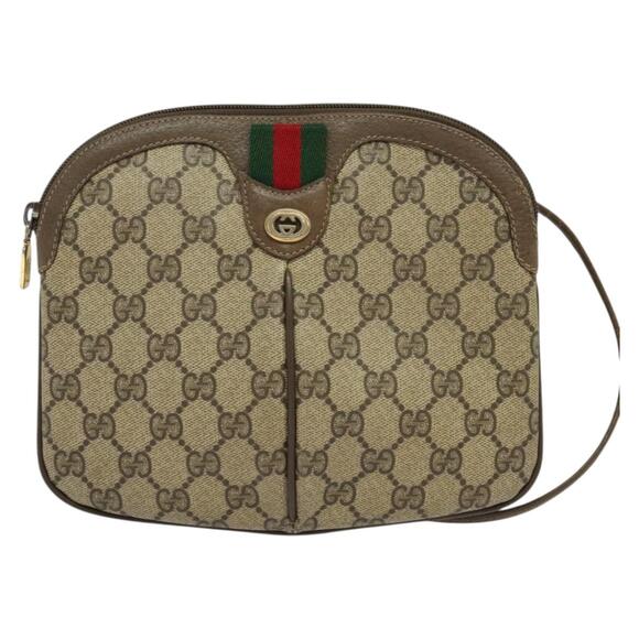 GUCCI GG Supreme Web Sherry Line Bag Pvc Beige Gold 904 02 047 - Picture 2 of 16